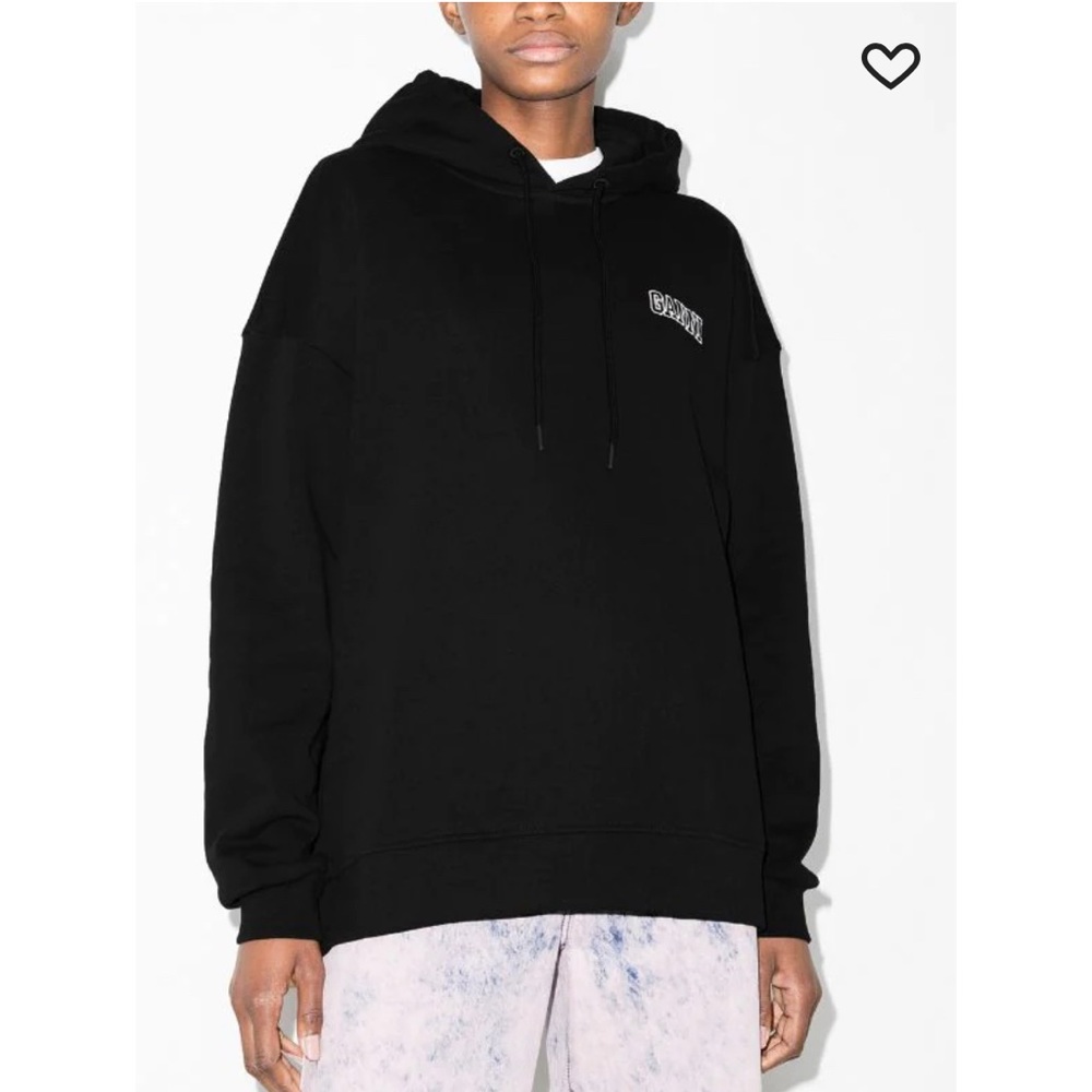 GANNI Software embroidered logo hoodie Black XXS